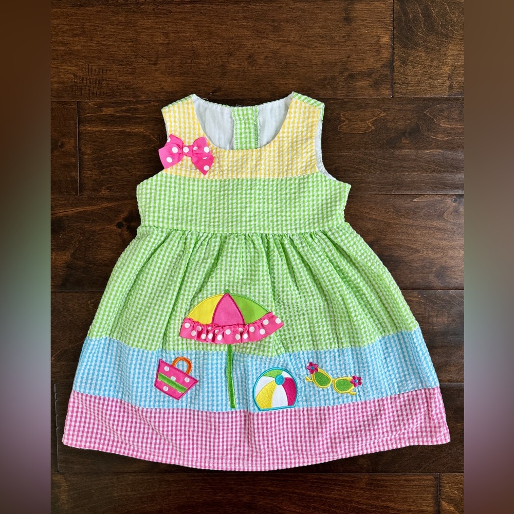 RARE EDITIONS | Toddler Girls Beach Gingham Seersucker Dress
